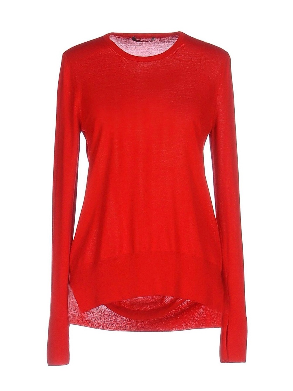 Alexander McQueen Red Long-Sleeve Crewneck 100% wool split hem sweater Small